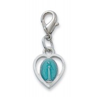 Enameled Rhodium Finish Miraculous Medal Clipable Charm