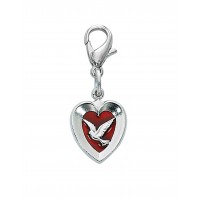 Red Enamel Dove/heart Clipable