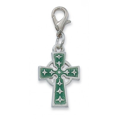 Rhodium Finish Enamel Celtic Cross Clip Charm 735365572847 - CL8083E