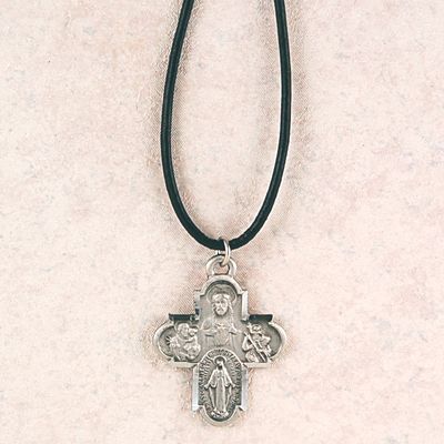 Pewter 4way Cross w/18 inch Leather Cord 735365564439 - D188LC