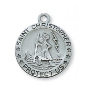 Pewter Saint Christopher Medal w/18 inch Silver Tone Chain/Box