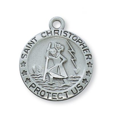 Pewter Saint Christopher Medal w/18 inch Silver Tone Chain/Box 2Pk - 735365178797 - D313