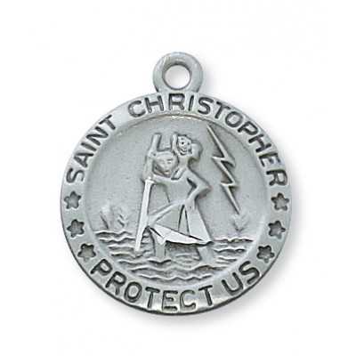 Pewter Saint Christopher Medal w/18 inch Silver Tone Chain/Box 2Pk - 735365178797 - D313