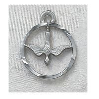 Pewter Holy Spirit Medal 18" Silver Tone Chain