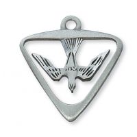 Pewter Holy Spirit Medal w/24 inch Silver Tone Chain
