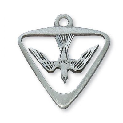 Pewter Holy Spirit Medal w/24 inch Silver Tone Chain 735365183692 - D396