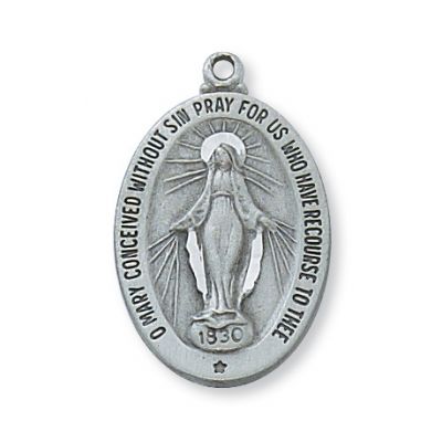 Pewter Miraculous Medal w/18 inch Silver Tone Chain/Box 735365165834 - D461MI