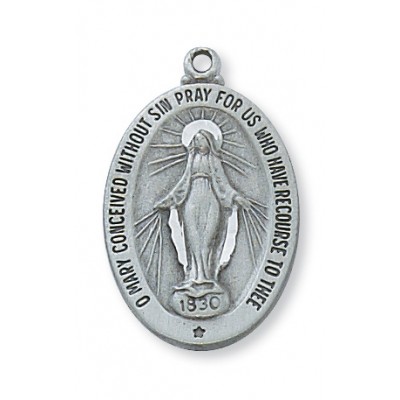 Pewter Miraculous Medal With 24" Silver Tone Chain 735365579785 - D461MI-24