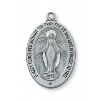 Pewter Miraculous Medal With 18 inch Silver Tone Chain