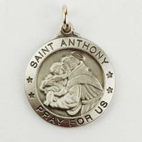 Pewter Saint Anthony Medal With 24" Silver Tone Chain