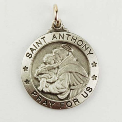 Pewter Saint Anthony Medal With 24" Silver Tone Chain 735365562374 - D575AN