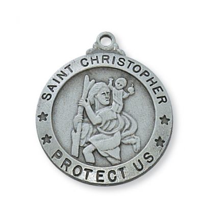 Pewter Saint Christopher Medal w/24 inch Chain 735365562381 - D575CH