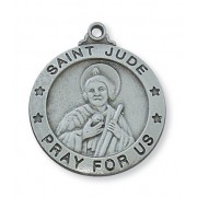 Pewter Saint Jude Medal w/24 inch Silver Tone Chain