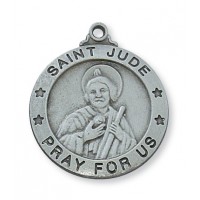 Pewter Saint Jude Medal w/24 inch Silver Tone Chain