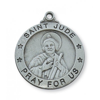 Pewter Saint Jude Medal w/24 inch Silver Tone Chain 735365562404 - D575JU