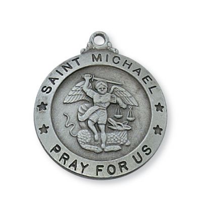 Pewter Saint Michael Medal w/24 inch Silver Tone Chain 735365562411 - D575MK