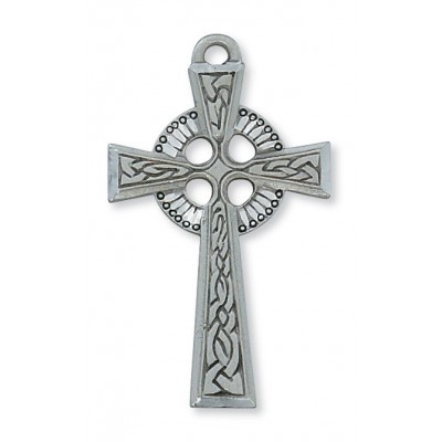Pewter Celtic Cross w/24 inch Silver Tone Chain 735365175024 - D5AC