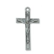 Pewter Crucifix With 24" Silver Tone Chain