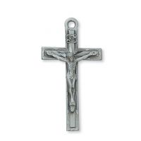 Pewter Crucifix w/24 inch Silver Tone Chain & Gift Box
