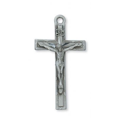 Pewter Crucifix w/24 inch Silver Tone Chain & Gift Box 735365174973 - D6032