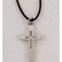 Pewter Cross w/18 inch Silver Tone Chain/Card