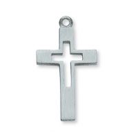 Pewter Cross Necklace Cross Cut Out