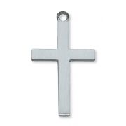 Pewter Plain Cross w/24 inch Silver Tone Chain Necklace