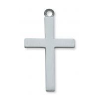 Pewter Plain Cross w/24 inch Silver Tone Chain Necklace