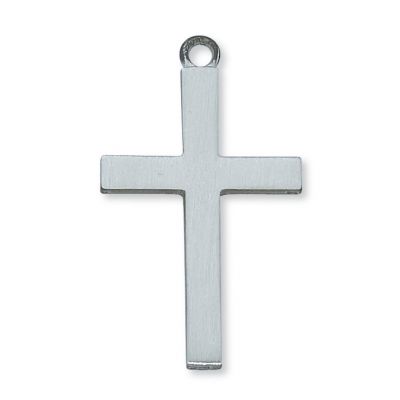 Pewter Plain Cross w/24 inch Silver Tone Chain Necklace 735365519095 - D648