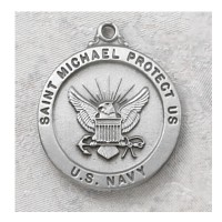 Pewter Navy Pendant/24in.Silver Tone Chain