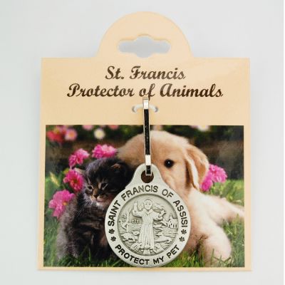Pewter Saint Francis Protect My Pet Pendant 735365602476 - D804