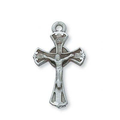 1 inch Pewter Crucifix w/18 inch Silver Tone Chain 735365210077 - D8051