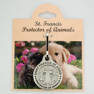 Zinc Saint Francis Protector Of Animals Medal w/Cord 735365602483 - D805