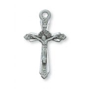 Pewter 1 inch Crucifix w/18 inch Silver Tone Chain