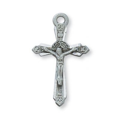 Pewter 1 inch Crucifix w/18 inch Silver Tone Chain 735365211548 - D8061