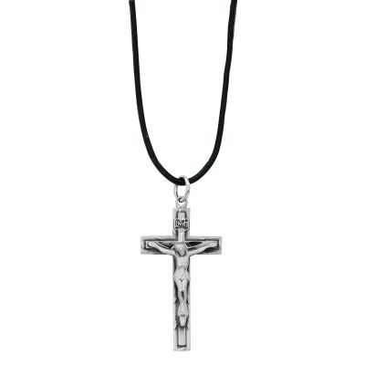 Pewter Crucifix w/18in. Leather Cord 735365568246 - D9039LC