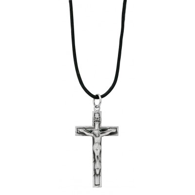 Pewter Crucifix w/18in. Leather Cord 735365568246 - D9039LC