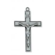 1-13/16 inch Pewter Crucifix w/24 inch Silver Tone Chain
