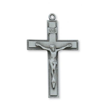 1-13/16 inch Pewter Crucifix w/24 inch Silver Tone Chain 735365562503 - D9075