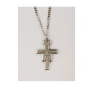 Pewter San Damiano Crucifix w/24in. Silver Tone Chain 2pk