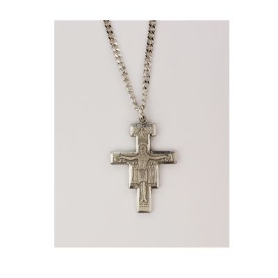Pewter San Damiano Crucifix w/24in. Silver Tone Chain 2pk - 735365509324 - D9076