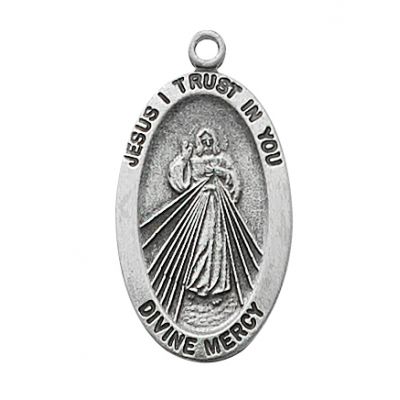 Pewter Divine Mercy Medal On 18" Chain & Box 735365502479 - D964
