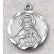 Pewter Scapular Medal w/24 inch Silver Tone Chain