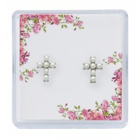 Pearl Cross Earrings