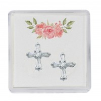 Silver Crystal Baguette Cross