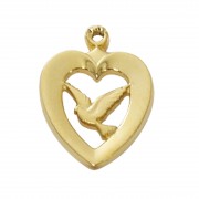 Gold Plated Pewter Holy Spirit Heart Pendant 18in. Necklace Chain