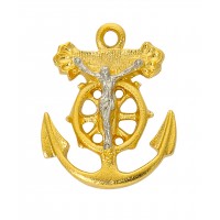 Gp 2tone Pewt Anchor Crucifix