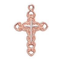 2-tone Rose Gold Cross 18" Ch
