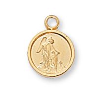 Gold Plated Sterling Silver Guardian Angel Medal 16 inch Chain