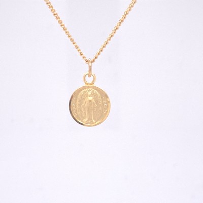 Gold Plated Sterling Silver Miraculous Medal 13in Necklace Chain - 735365884117 - J107MIBT